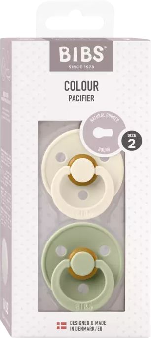 BIBS Colour Cumlíky z prírodného kaučuku, veľkosť 2, Sage/Ivory 2 ks