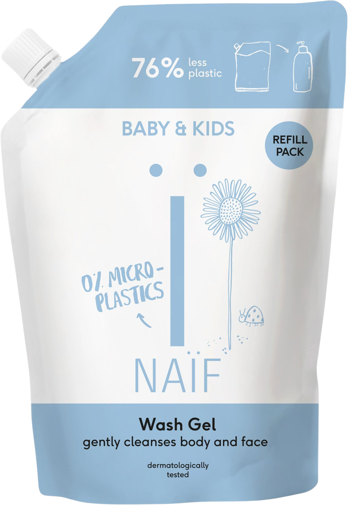 NAÏF Čistiaci a umývací gél pre deti a miminká náhradná náplň 500 ml