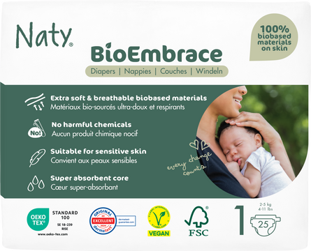 Eco by Naty Plienky BioEmbrace Newborn 2-5 kg 25 ks