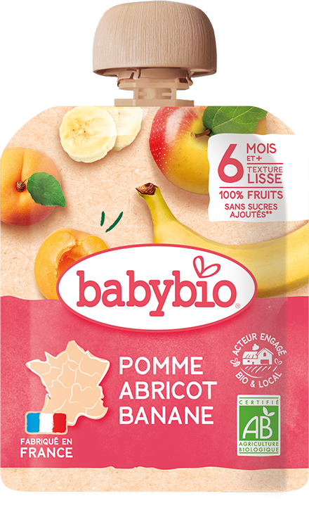 Babybio Vrecko jablko, marhuľa, banán 90 g