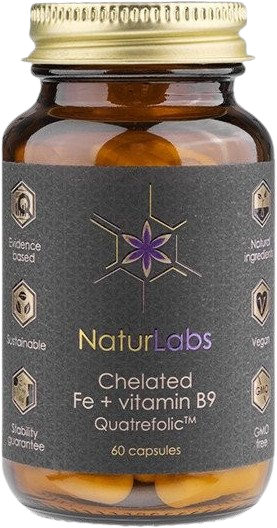 Naturlabs Železo chelátové + B9 60 kapsúl