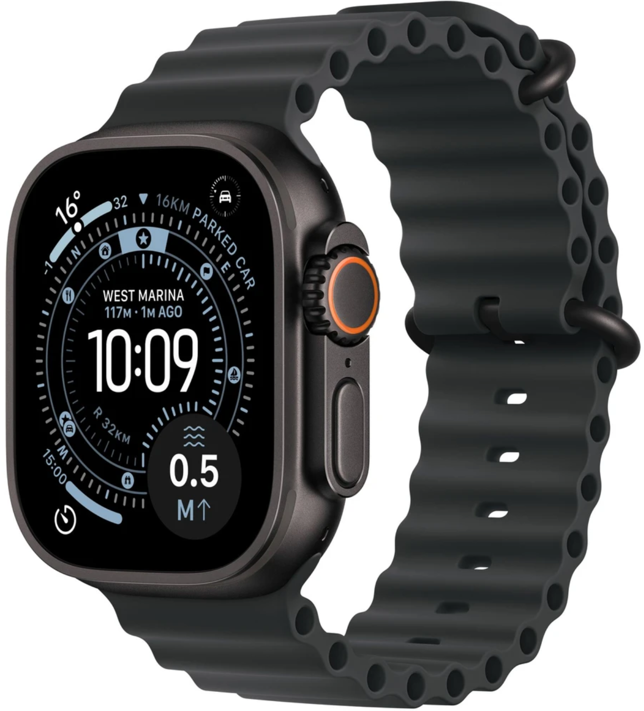 Apple Watch Ultra 3 GPS + Cellular 49mm čierny titán - čierny oceánsky remienok
