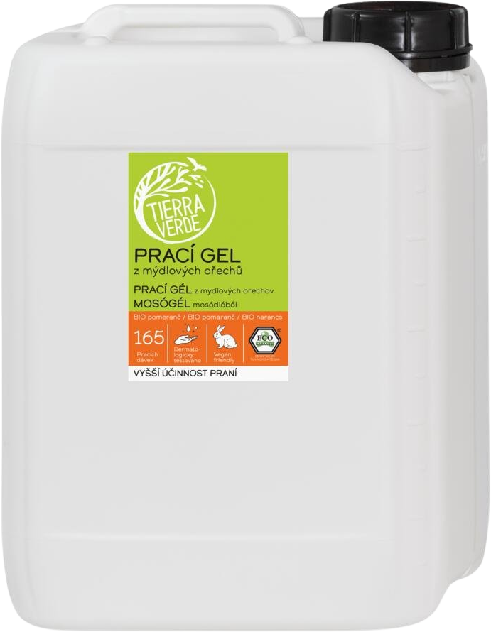 Tierra Verde Prací gél z mydlových orechov s BIO pomarančovou silicou 5 l