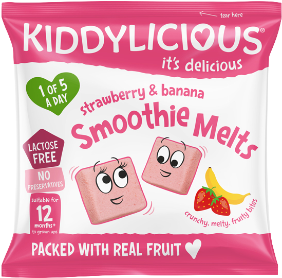 Kiddylicious Ovocné vankúše zo strawberries a banánov 6 g
