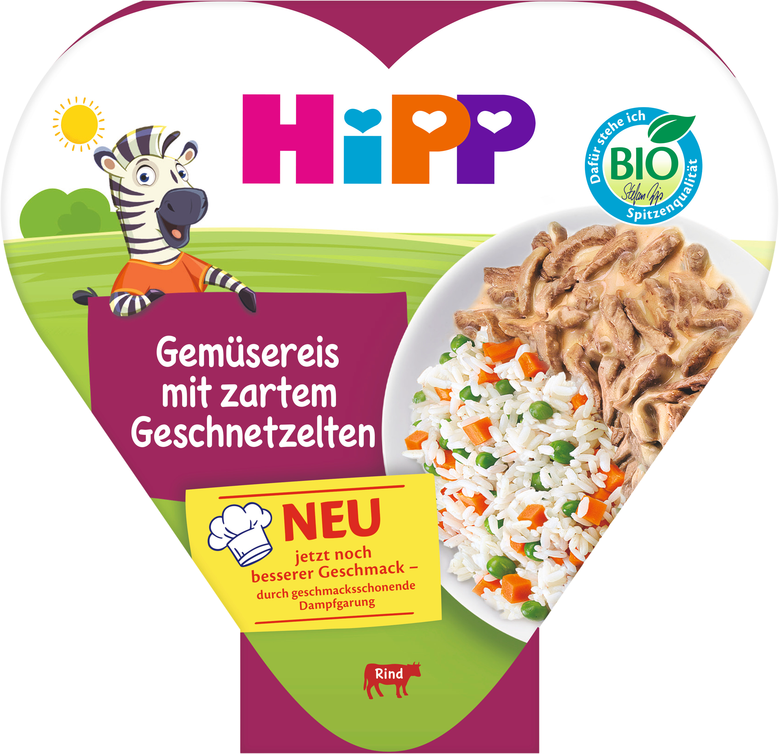 HiPP BIO Ryža so zeleninou a hráškom a jemne nakrájaným hovädzím mäsom 250 g