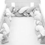 New Baby Ochranný mantinel do postieľky vrkoč - Minka a Obláčik sivý 1 ks