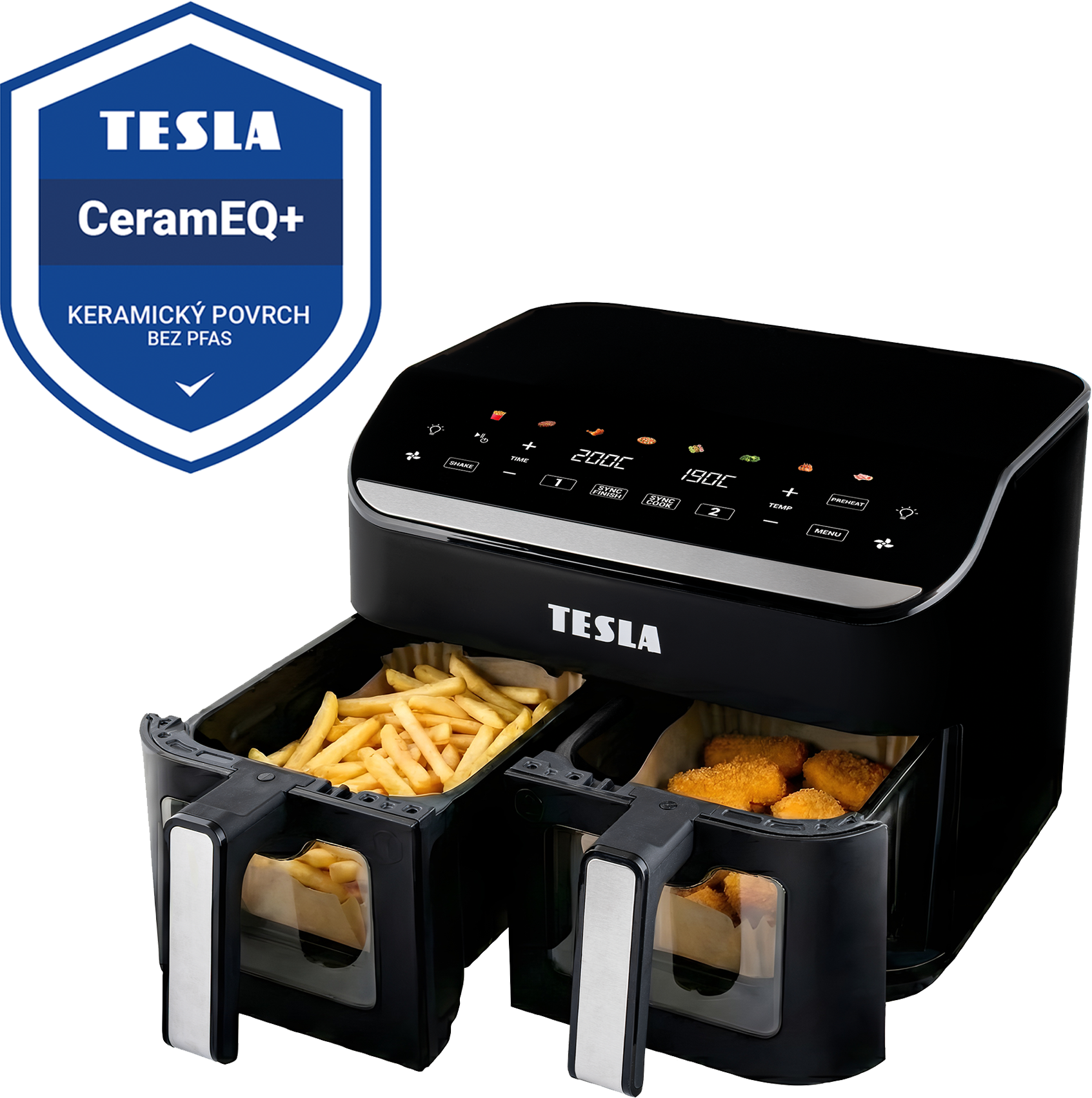 Tesla AirCook DualHeat QD464 XXL - multifunkčná duálna digitálna teplovzdušná fritéza