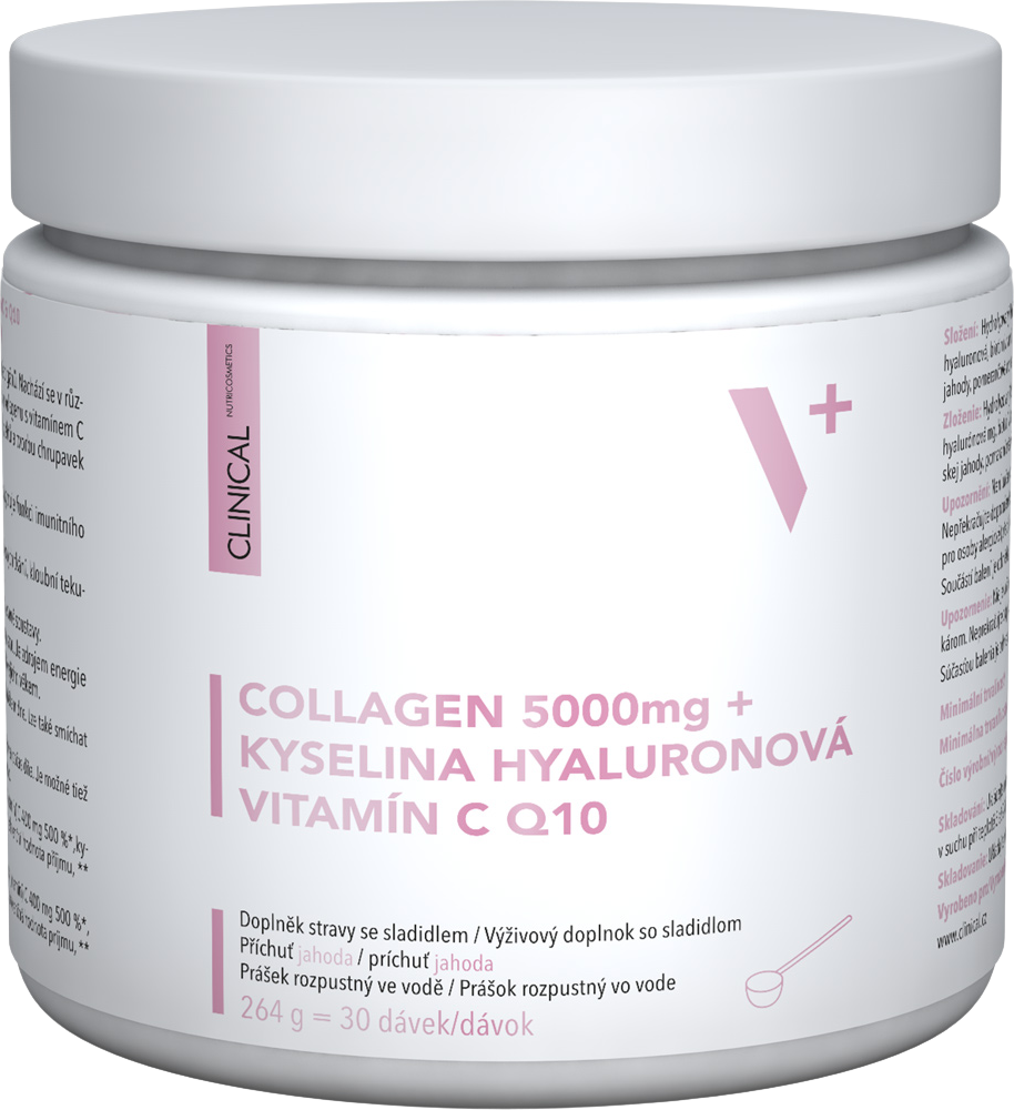 Clinical Nutricosmetics Collagen 5000mg + kyselina hyalurónová + vitamín C & Q10, 264 g
