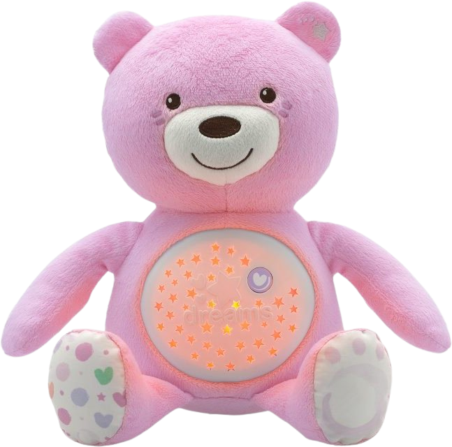 Chicco Medvedík uspávačik s projektorom a hudbou Baby Bear First Dreams - ružová 0m+