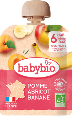 Babybio Vrecko jablko, marhuľa, banán 90 g