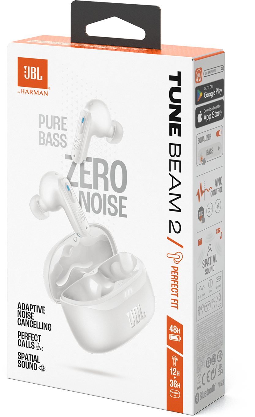 JBL Tune Beam2 White TWS Slúchadlá s potlačením hluku
