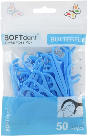 SOFTdent Dentálne špáradlá s niťou Butterfly 50 ks