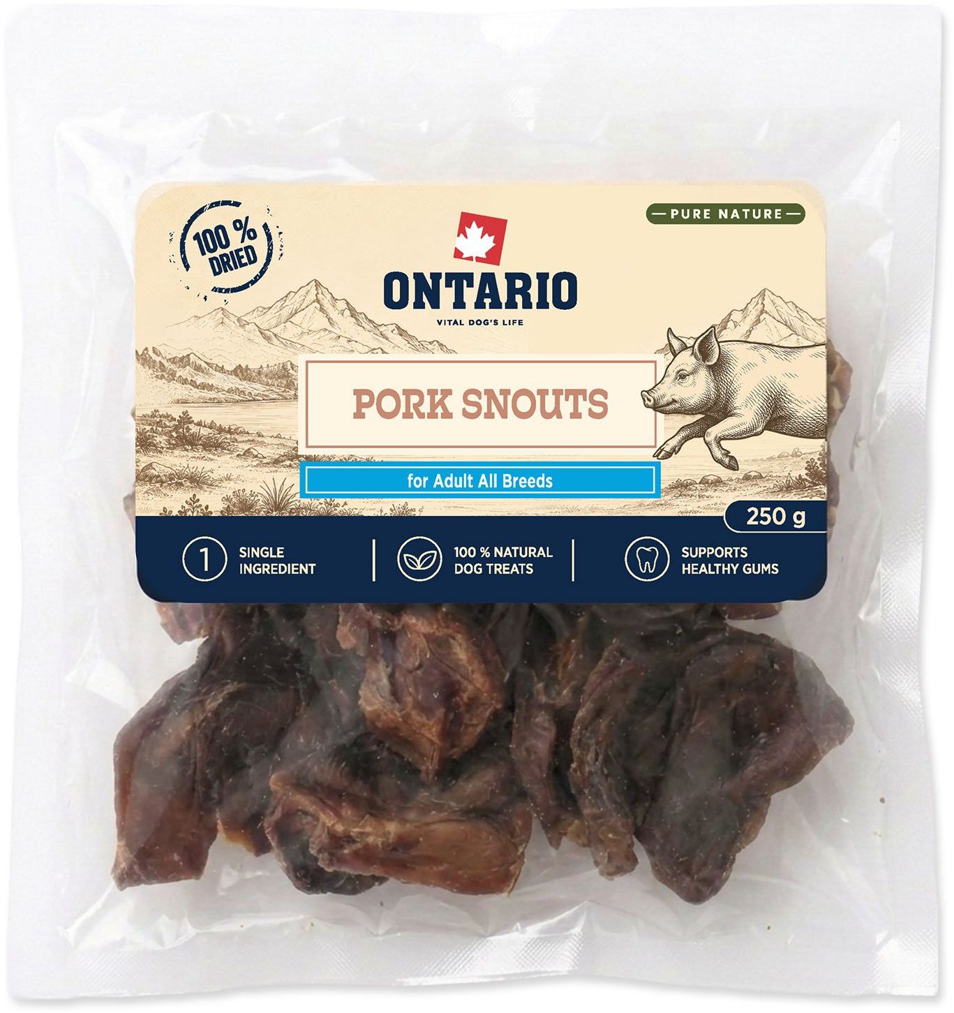 Ontario Pochúťka Pure Nature bravčové rypáky sušené 250 g