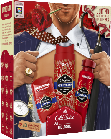 Old Spice Gentleman darčeková sada s tuhým dezodorantom 50 ml, deodorantom v spreji 150 ml a sprchovacím gélom Captain 250 ml