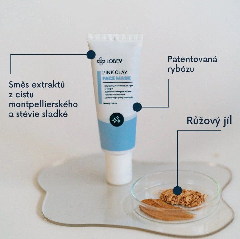 Lobey Pleťová maska s ružovým ílom 50 ml