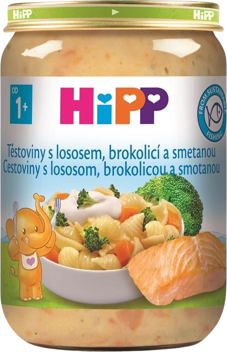 HiPP Cestoviny s lososom, brokolicou a smotanou 250 g