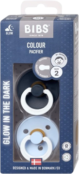 BIBS Colour Cumlíky z prírodného kaučuku, veľkosť 2, Iron nočný/Baby Blue nočný 2 ks