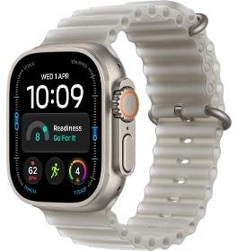 Apple Watch Ultra 4 GPS + Cellular 49 mm, puzdro Prírodný titán, remienok Ocean Band Priesvitná sivá