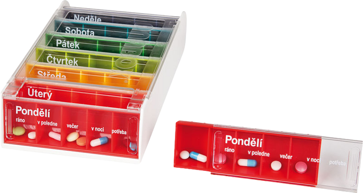 Anabox Dávkovač na lieky 7 dní duha