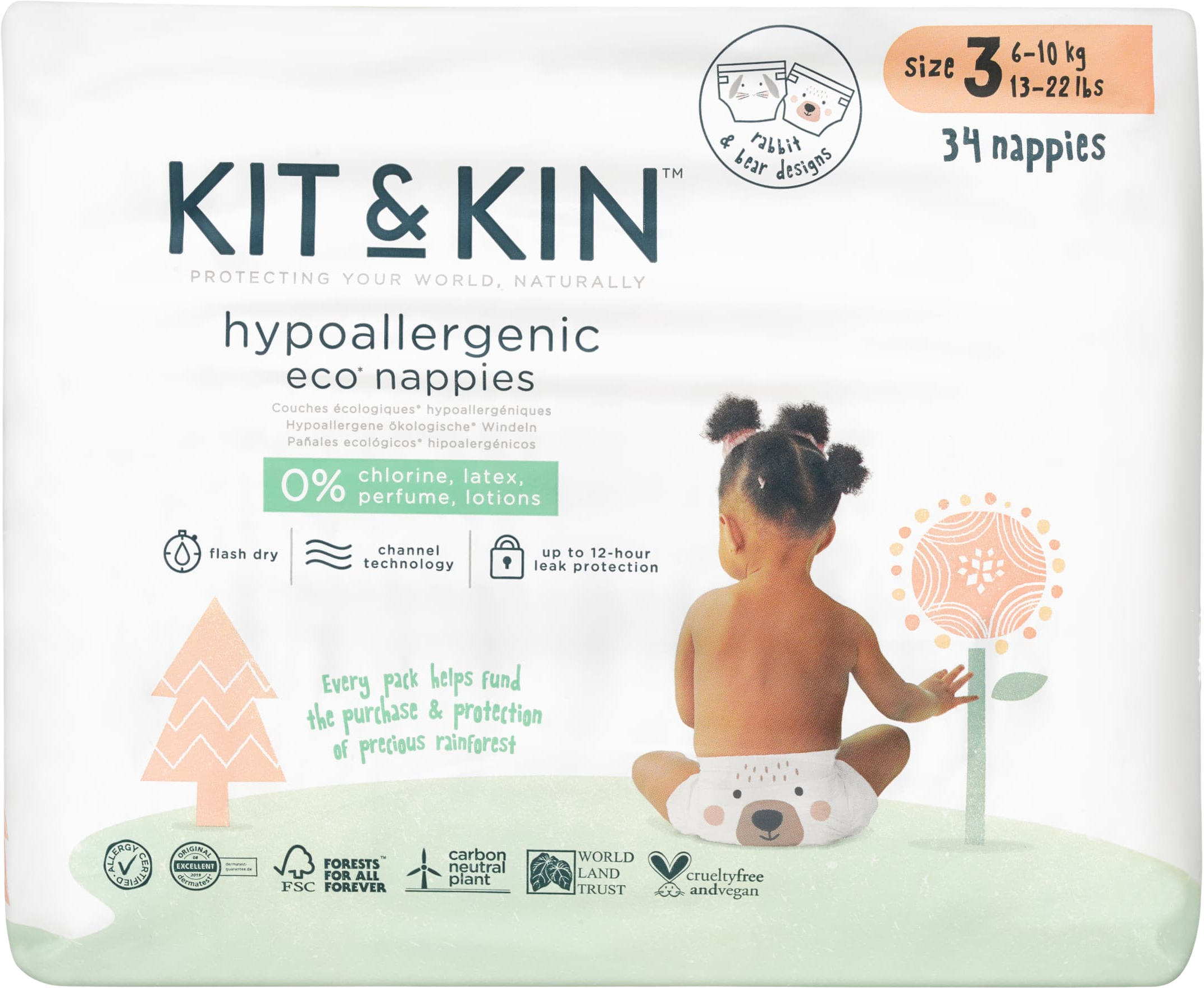 Kit & Kin Kit&Kin eko plienky,veľkosť 3 (),6-10 kg 34 ks