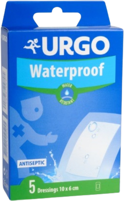 Urgo Waterproof Náplasť antiseptická, vodeodolná, priehľadná, 10 x 6 cm 5 ks