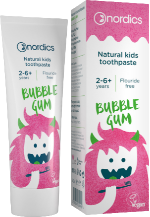 Nordics Detská prírodná Zubná pasta Bubble Gum 50 ml