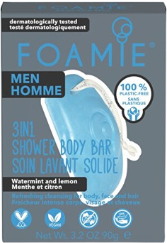 Foamie 3v1 Shower Body Bar, Pánska sprchová starostlivosť na tvár, telo a vlasy 90 g