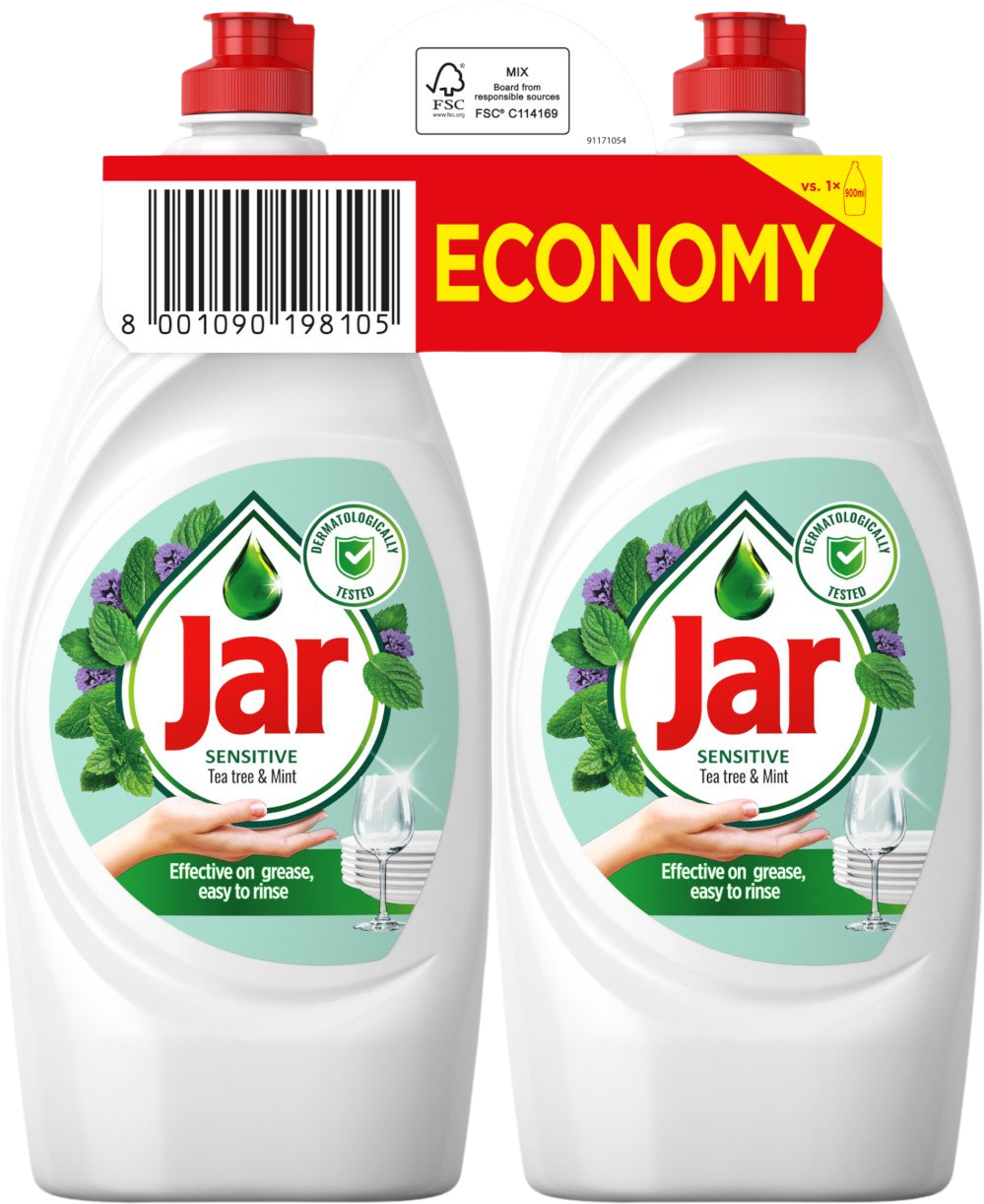 Jar prostriedok na riad Sensitive Tea Tree & Mint 2 x 900 ml