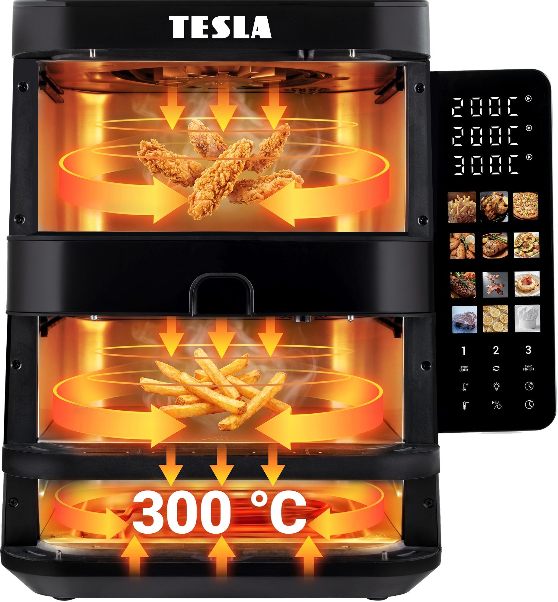Tesla AirCook TrioZone Q636 XXL - multifunkčná trojzónová digitálna teplovzdušná fritéza