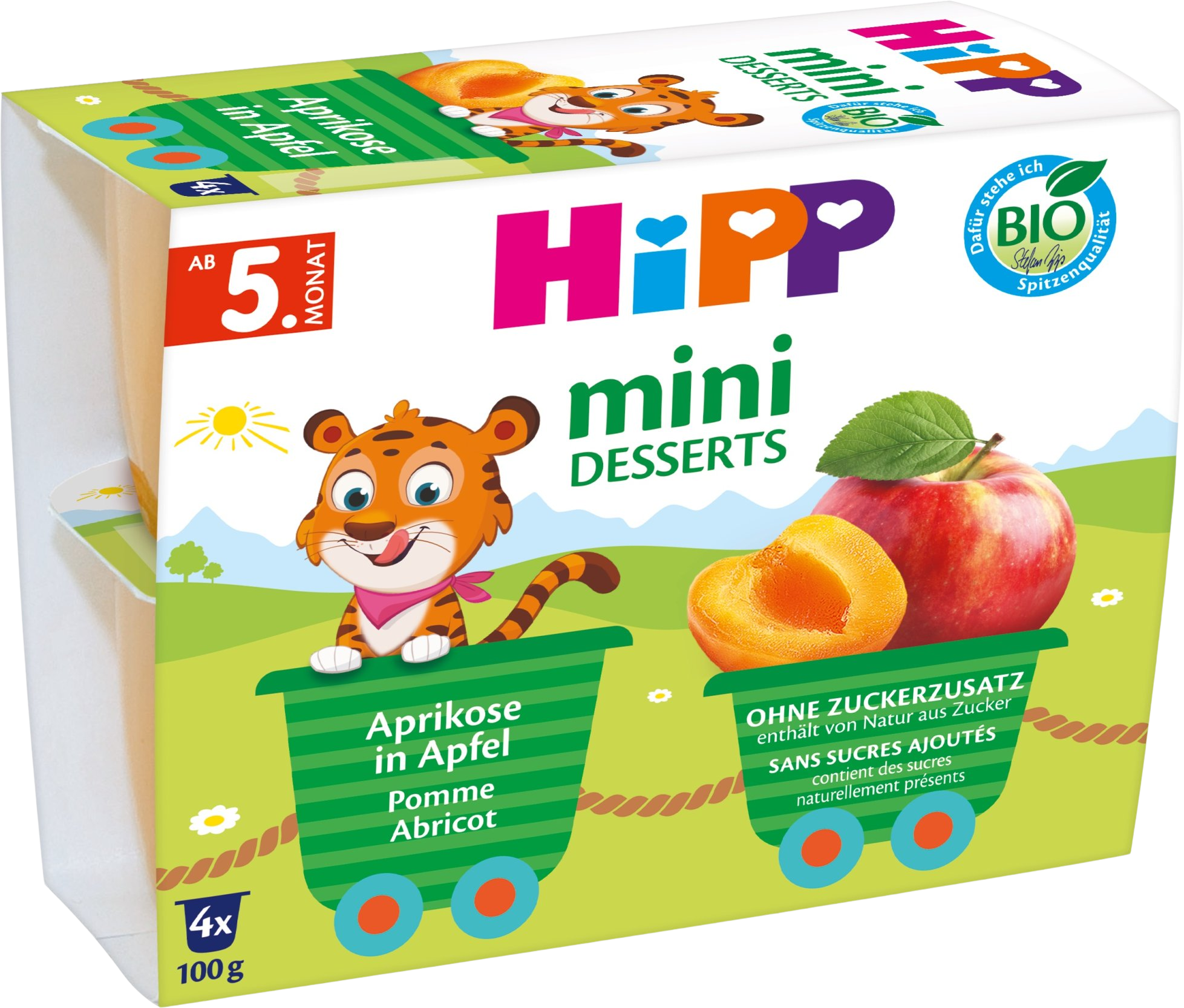 HiPP Organické jablká s marhuľami 4 x 100 g