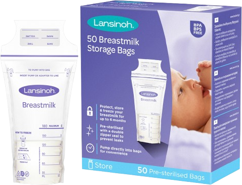 Lansinoh Sáčky na skladovanie materského mlieka 180ml 50 ks