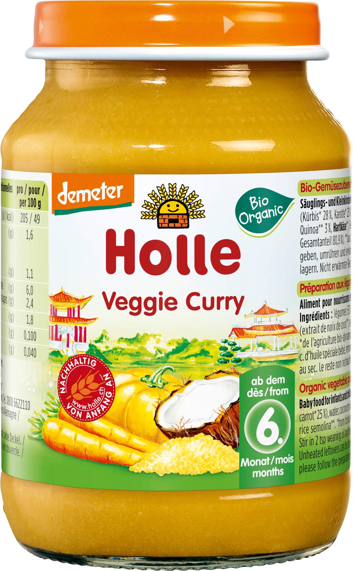 Holle bio detská desiata Vegetariánske kari 190 g