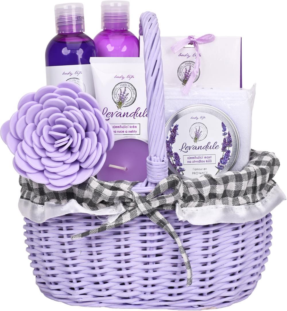 Vivaco Darčekové balenie levandule premium - sprchový gél a šampón + telové mlieko + soľ do kúpeľa + krém tuba + masť + 3x darč