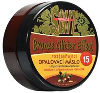 Vivaco Opaľovacie maslo s arganovým olejom s rozjasňujúcimi zlatými glitrami SPF15, 200 ml