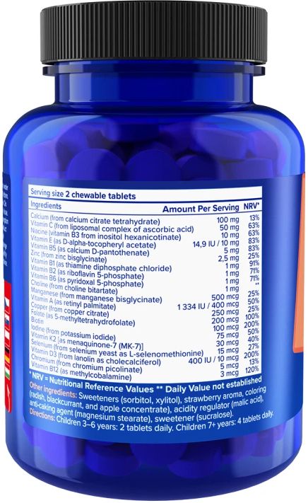 Natios Kids Multivitamín, 21 vitamínov a minerálov 180 tabliet