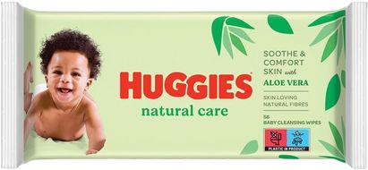 Huggies® Natural Care single detské čistiace obrúsky, 56 ks