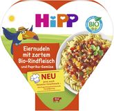 HiPP BIO príkrm Vaječné rezance so zeleninou a paprikou a jemným hovädzím mäsom 250 g