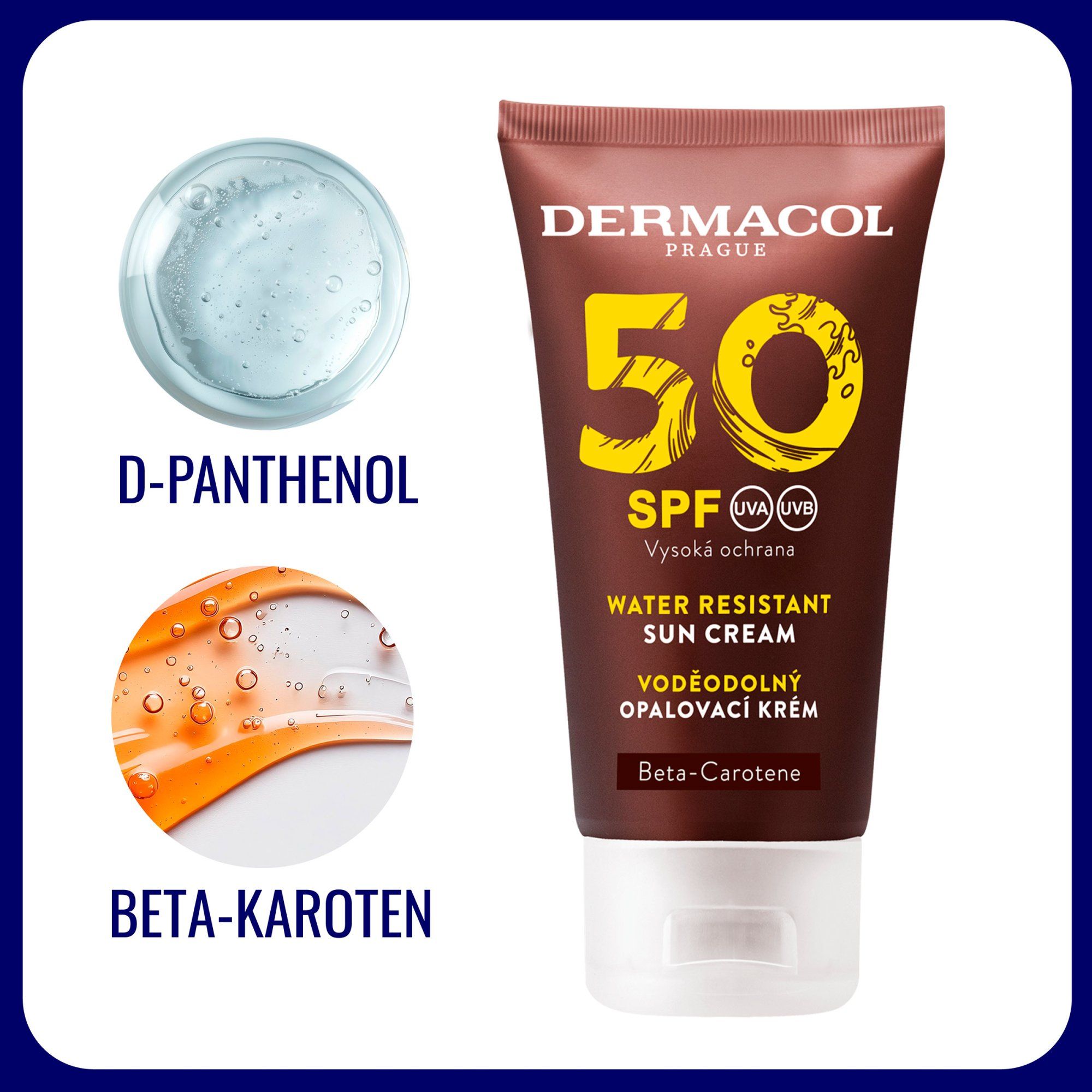 Dermacol SUN Vodeodolný zvláčňujúci krém na opaľovanie SPF50, 50 ml