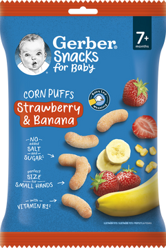 Gerber Snacks kukuričné chrumky jahoda a banán 28 g