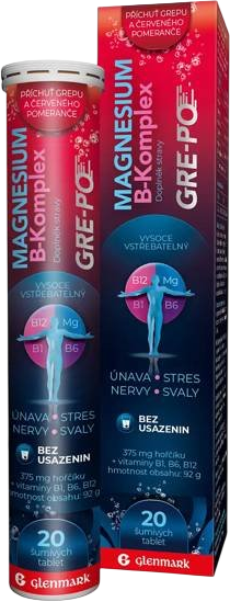 Glenmark Magnesium B-komplex GRE-PO 20 šumivých tabliet