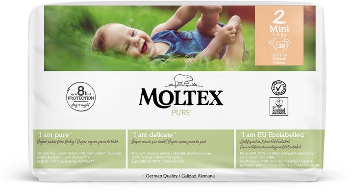 Moltex Plienky Pure Mini 3-6 kg ekonomické balenie 4 x 38 ks