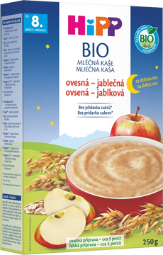 HiPP BIO Kaša mliečna na dobrú noc ovsená/jablková od 8m+, 250 g