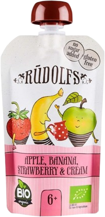 Rudolfs BIO vrecko Jablko, banán, jahoda so smotanou 110 g