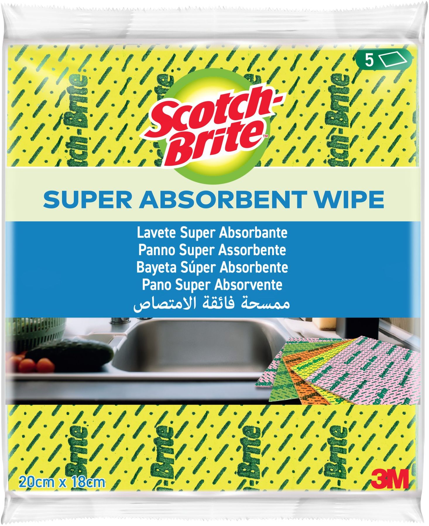 3M Scotch-Brite™ Super Absorbent - Extra savé utierky, farebný mix 5 x 5 ks