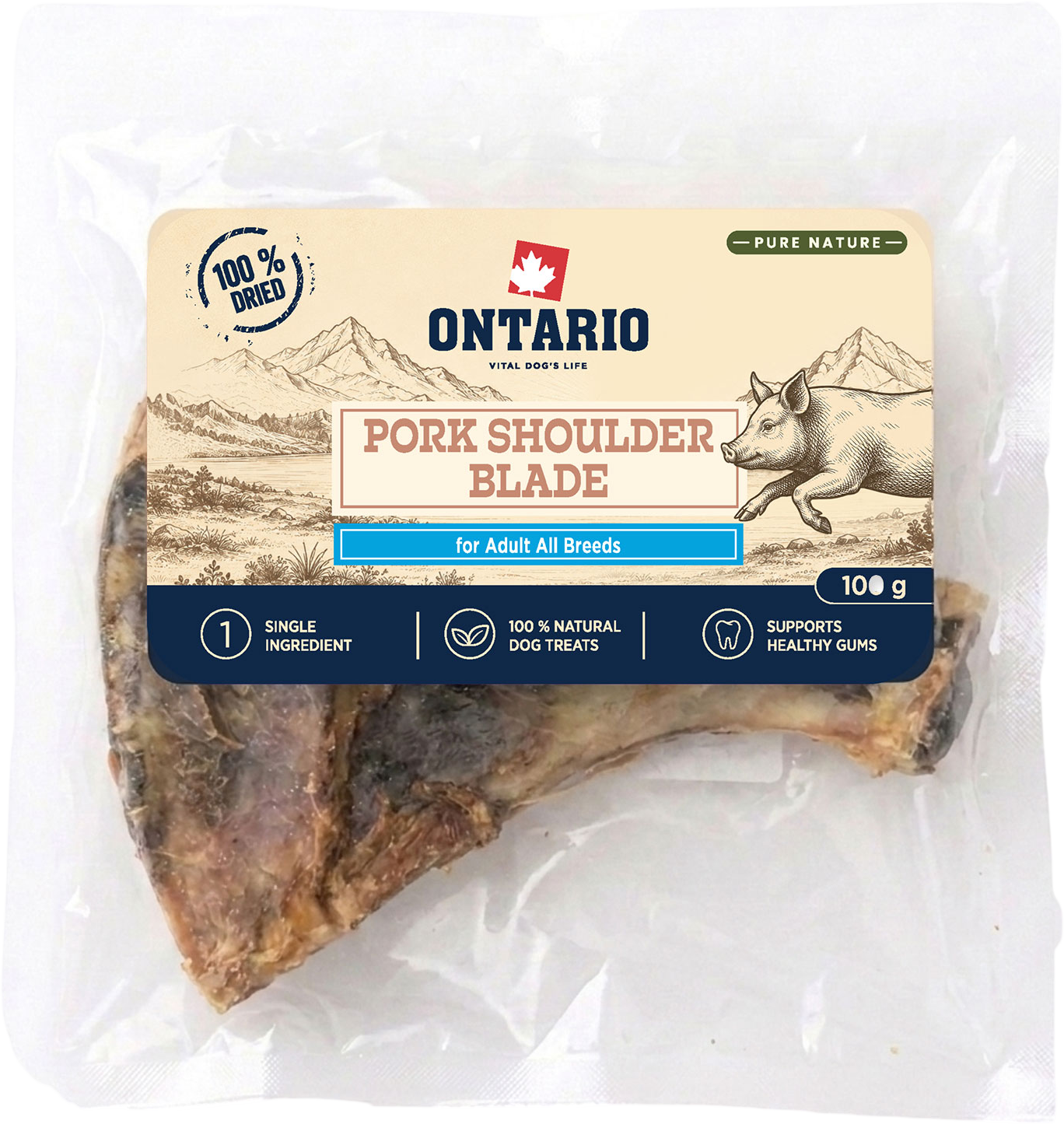 Ontario Pochúťka Pure Nature bravčové lopatky sušené 100 g