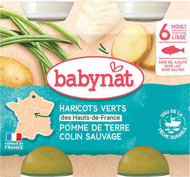 Babybio zemiaky a zelené fazuľky s aljašskou treskou 2 x 200 g