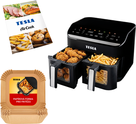 Tesla AirCook DualHeat QD464 XXL - multifunkčná duálna digitálna teplovzdušná fritéza