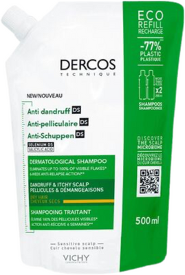 Vichy Dercos šampón proti lupinám pre suché vlasy a citlivú pokožku hlavy náplň 500 ml