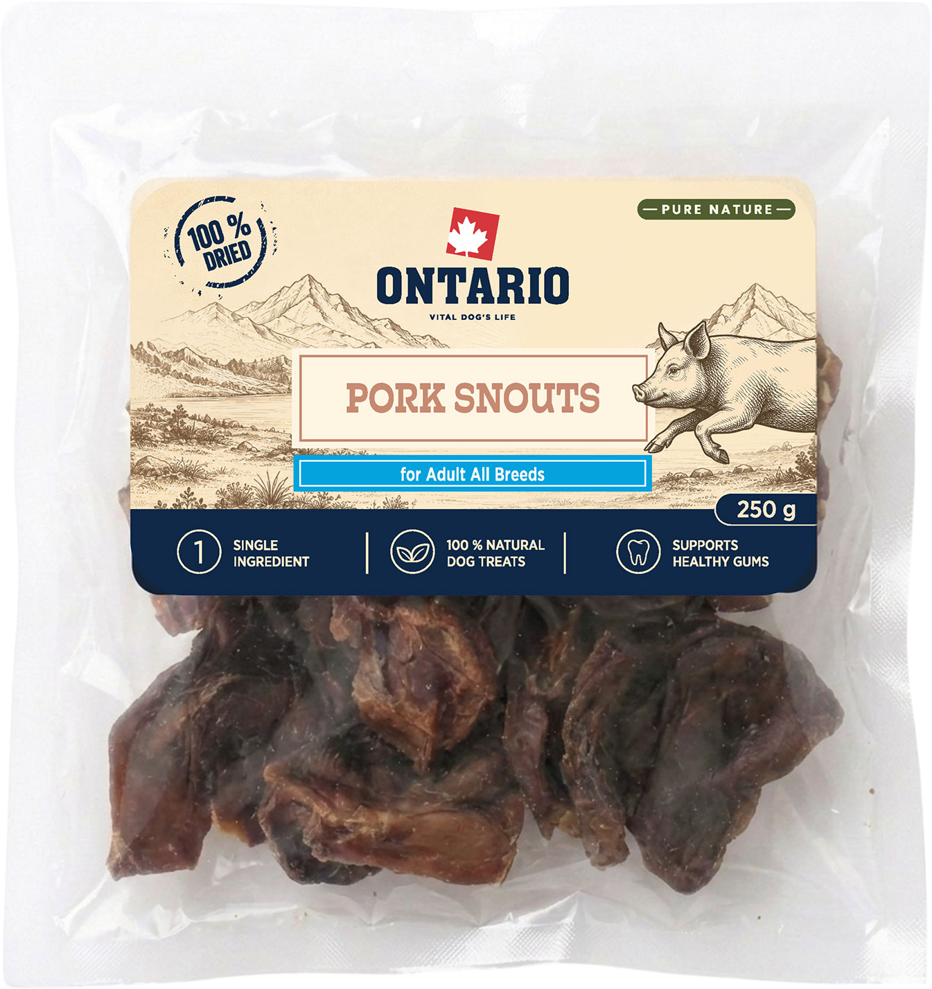Ontario Pochúťka Pure Nature bravčové rypáky sušené 250 g