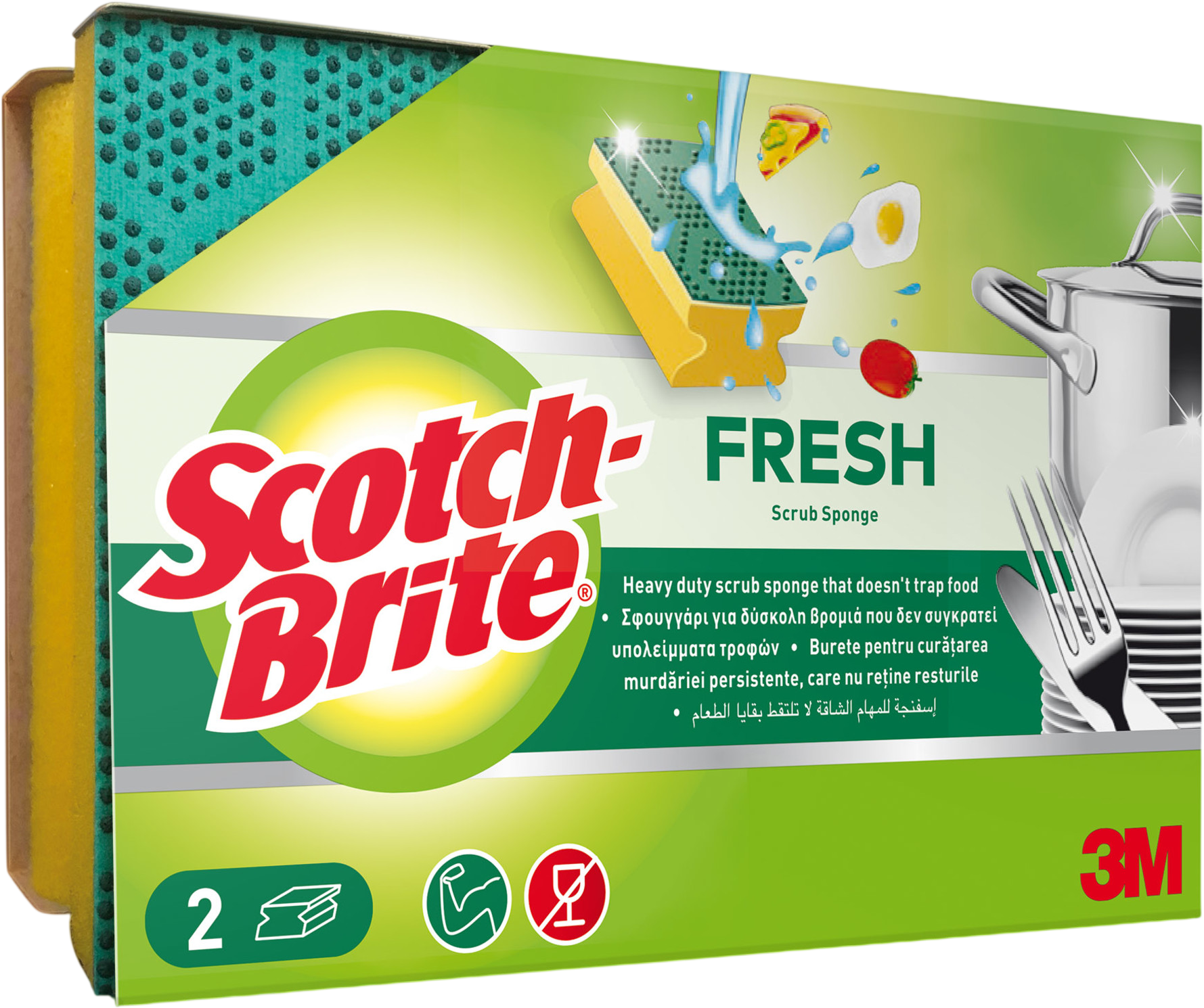 3M Scotch-Brite® čistiaca hubka Fresh chrániaca nechty na povrch odolný proti poškriabaniu 2 ks